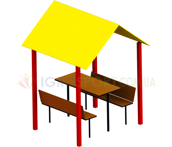 DE714  House with a table and benches